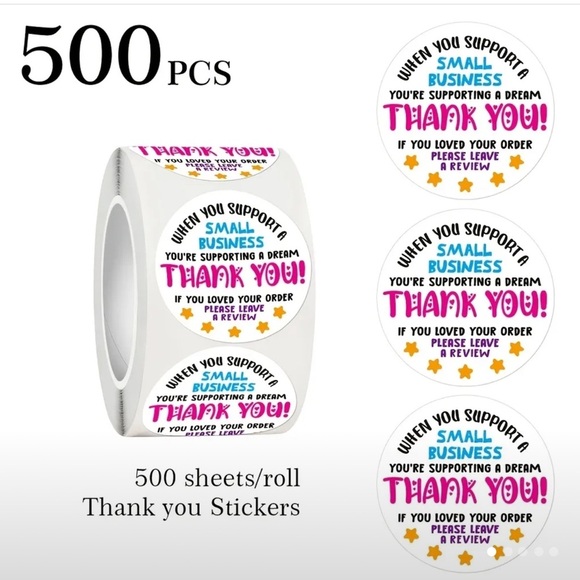 500 THANK YOU Stickers 1” x 1” - Picture 3 of 3
